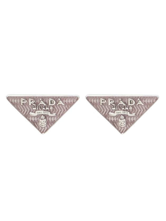 Triangle Logo Earrings Pink - PRADA - BALAAN 2