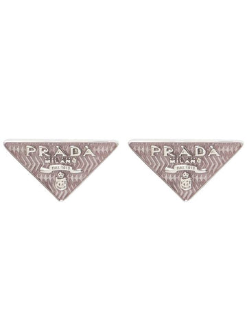 Triangle Logo Earrings Pink - PRADA - BALAAN 1