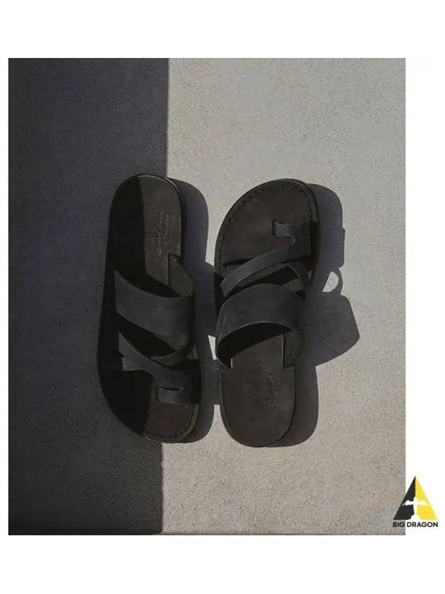 SANDALS NO 8 THE GOOD SHEPHERD BLACK NUBUCK Unisex - JERUSALEM - BALAAN 1