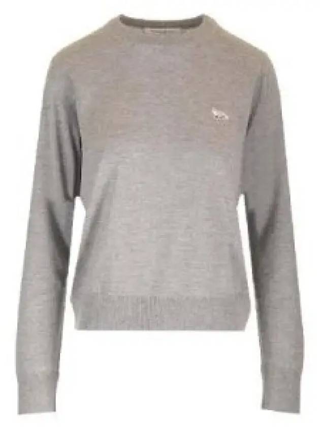 Women's Baby Fox Patch Regular Knit Top Medium Grey Melange - MAISON KITSUNE - BALAAN 2