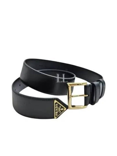 Triangle Logo Plaque City Leather Belt Black - PRADA - BALAAN 2