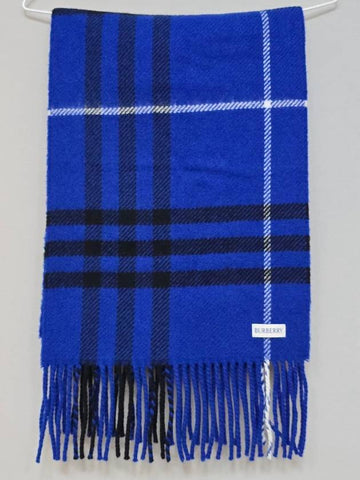 Fringe check wool cashmere blend muffler - BURBERRY - BALAAN 1