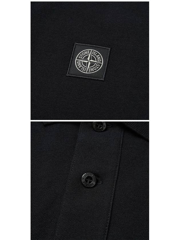 Men's Logo Patch Polo Shirt Black - STONE ISLAND - BALAAN 4