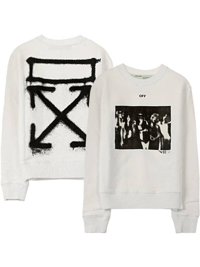 Spray Painting Slim Crewneck Sweatshirt White - OFF WHITE - BALAAN 2