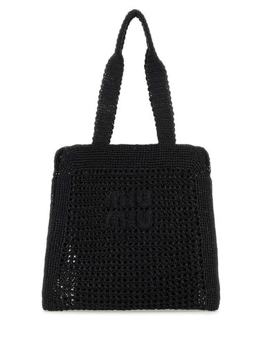 Woven Fabric Tote Bag Black - MIU MIU - BALAAN 1