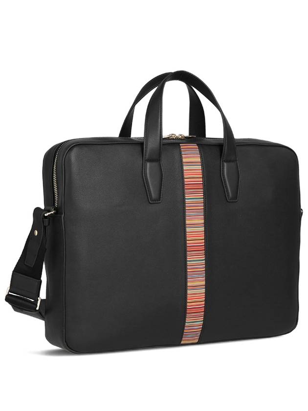 signature striped leather briefcase black - PAUL SMITH - BALAAN 3