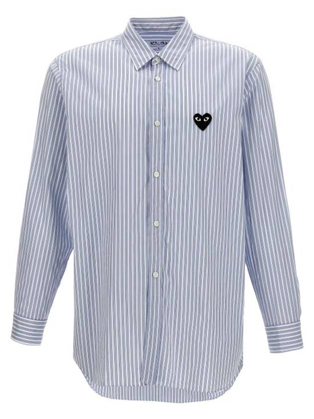 Heart Wappen Stripe Long Sleeve Shirt Blue - COMME DES GARCONS - BALAAN 1