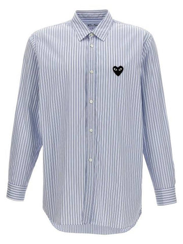 Heart Wappen Stripe Long Sleeve Shirt Blue - COMME DES GARCONS - BALAAN 1