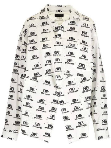 All Over Logo Swing Shirt White - BALENCIAGA - BALAAN 1