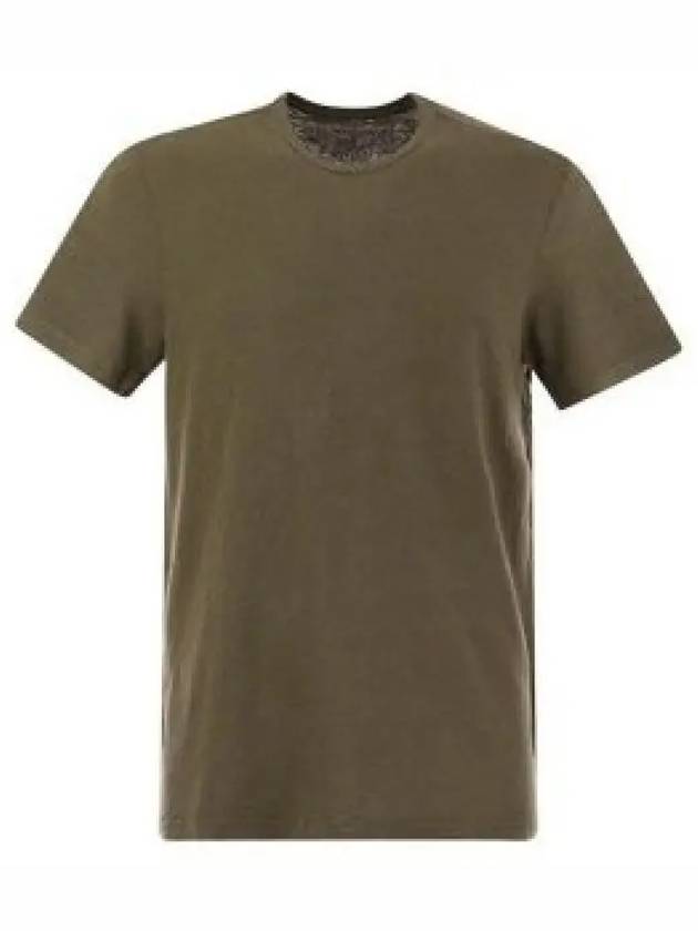 Cotton Crew Neck Short Sleeve T-Shirt Military Green - TOM FORD - BALAAN 2