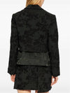 Boucle Jacquard Crop Blazer Jacket Black - GANNI - BALAAN 5