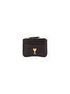 Logo Leather Card Wallet Black - AMI - BALAAN 1