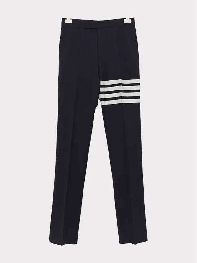 Diagonal Plain Weave Classic Wool Slacks Navy - THOM BROWNE - BALAAN 3