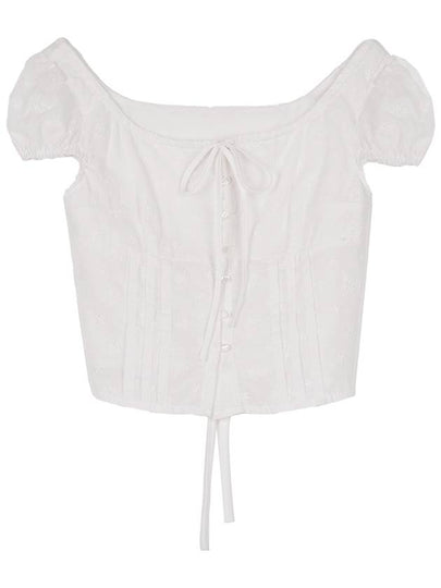 Flower embroidery crop blouse white - HIGH SCHOOL DISCO - BALAAN 2