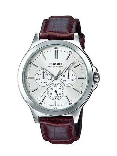 Men's Leather Wrist Watch MTPV300L7A - CASIO - BALAAN 1