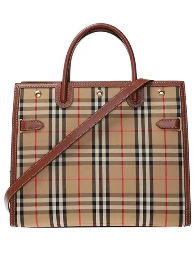 Vintage Check Two-Handle Title Medium Shoulder Bag Beige - BURBERRY - BALAAN 3