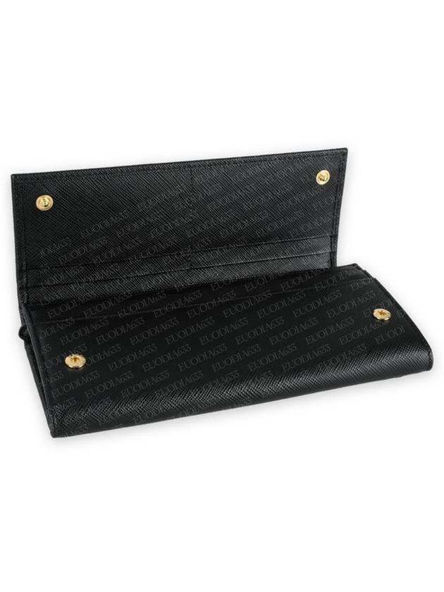 Saffiano Triangular Logo Flap Long Wallet Black - PRADA - BALAAN 5