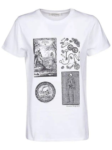 Skeleton Print Short Sleeve T-Shirt White - ALEXANDER MCQUEEN - BALAAN 1