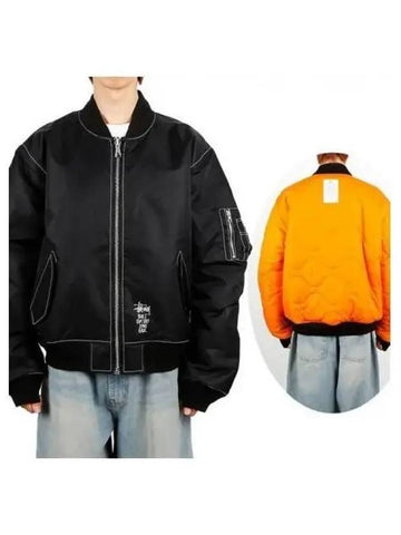 115743 N 0001 BLACK Built Reversible Bomber Jacket 271832 - STUSSY - BALAAN 1