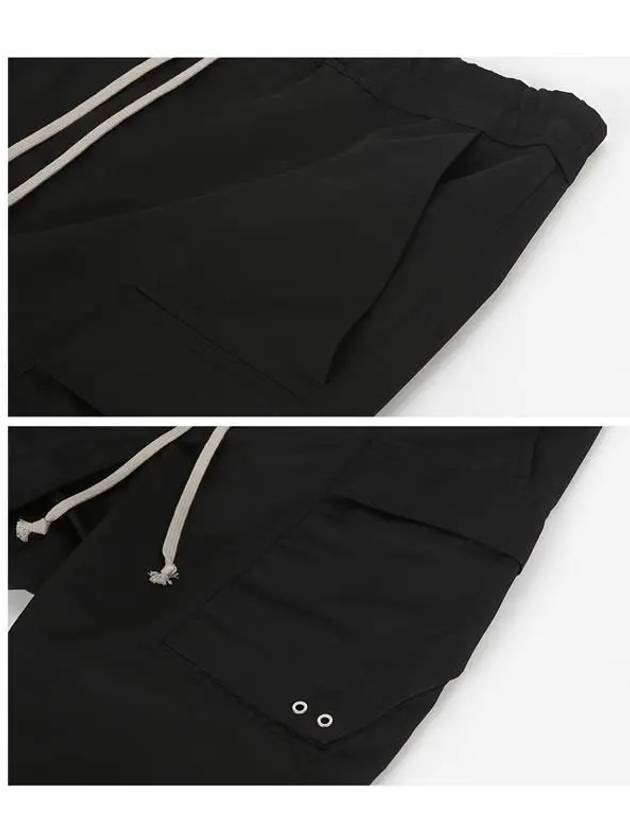 Drawstring Cropped Cargo Cotton Straight Pants Black - RICK OWENS - BALAAN 7