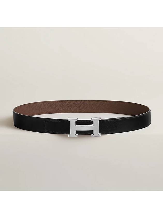 H Buckle 32MM Reversible Leather Belt Chocolate Black - HERMES - BALAAN 2