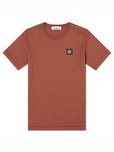 Men's Wappen Logo Patch Short Sleeve T-Shirt Burgundy - STONE ISLAND - BALAAN 1