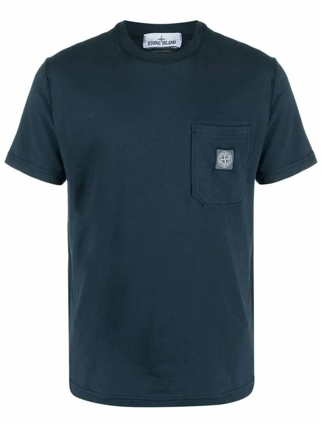 Wappen Logo Patch Pocket Short Sleeve T-Shirt Navy - STONE ISLAND - BALAAN 2