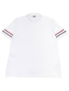 Men's RWB Stripe Cotton Polo Shirt White - THOM BROWNE - BALAAN 3