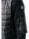 Logo Patch Padded Wool Cardigan Navy - MONCLER - BALAAN 10