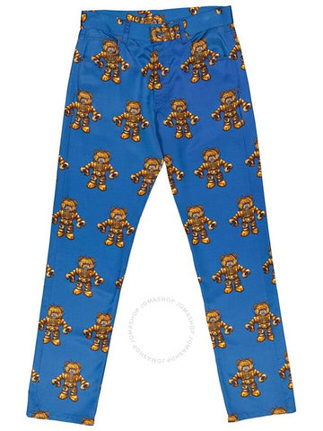 Moschino Men's Blue Allover Robot Bear Print Trousers, Brand Size 44 (Waist Size 29") - MOSCHINO - BALAAN 1