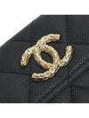 CC logo flap caviar card wallet black - CHANEL - BALAAN 6