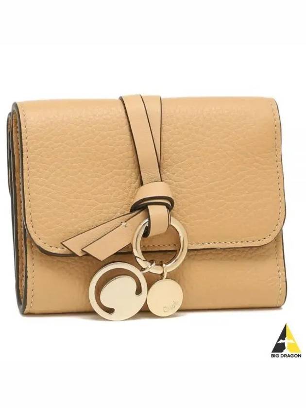 Alphabet Grain Leather Flap Small Half Wallet Yellow - CHLOE - BALAAN 2