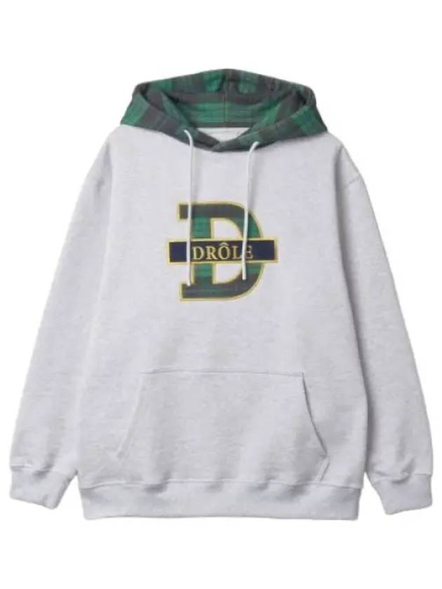 Drold Monsieur Le Hoody Drol Tartan Gray Hoodie Hooded Sweatshirt - DROLE DE MONSIEUR - BALAAN 1