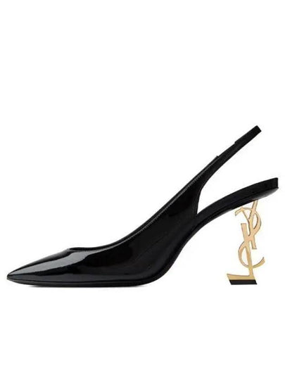 Opyum Leather Slingback Heels Black - SAINT LAURENT - BALAAN 2