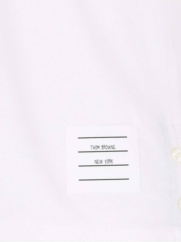 Classic Pique Center Back Stripe Relaxed Fit Short Sleeve Polo Shirt White - THOM BROWNE - BALAAN 5