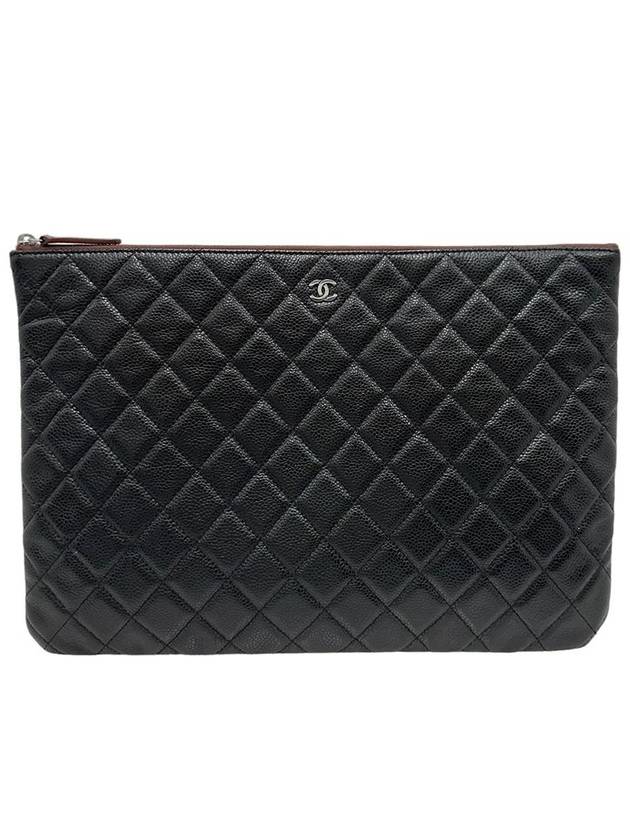 Women s A69251 Black Caviar Skin COCO Silver Logo Large Clutch - CHANEL - BALAAN 1