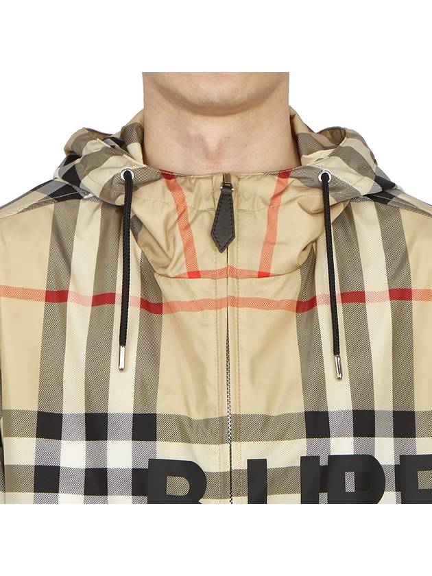 Men's Horseferry Print Check Hoodie Zip-up Beige - BURBERRY - BALAAN 8