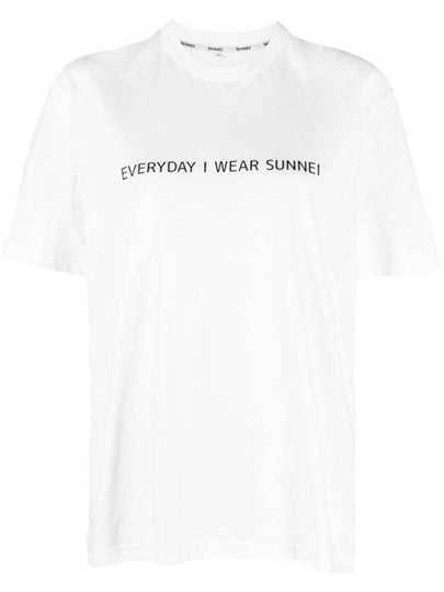 Slogan Print Crew Neck Short Sleeve T-Shirt White - SUNNEI - BALAAN 2