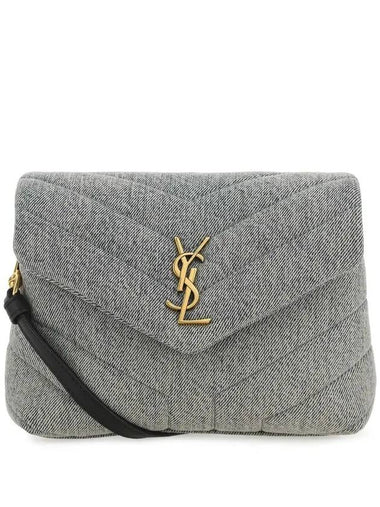 Gold Loulou Toy Cross Bag Blue Grey - SAINT LAURENT - BALAAN 1