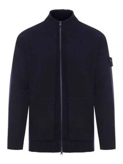 Ghost Logo Patch Knit Zip-Up Cardigan Navy - STONE ISLAND - BALAAN 2