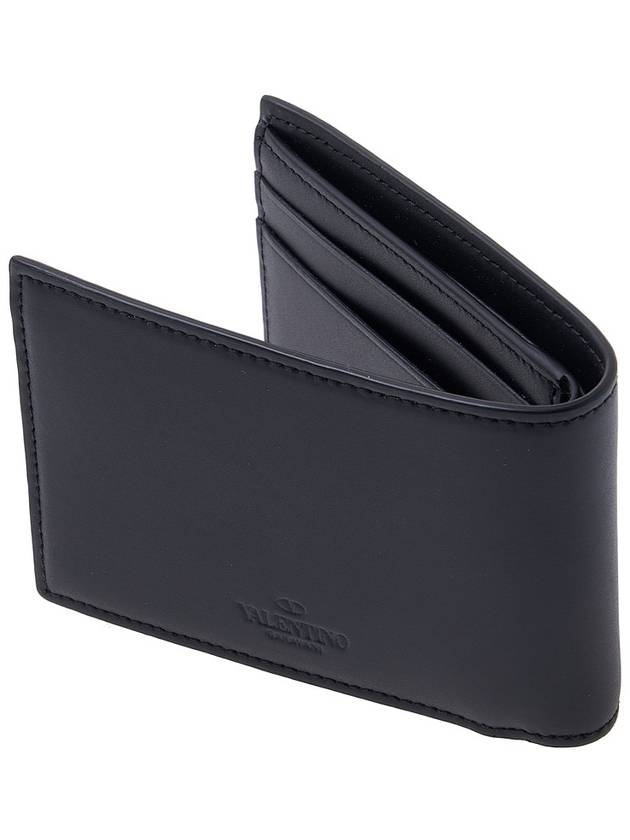 VLTN Logo Leather Wallet Black - VALENTINO - BALAAN 4