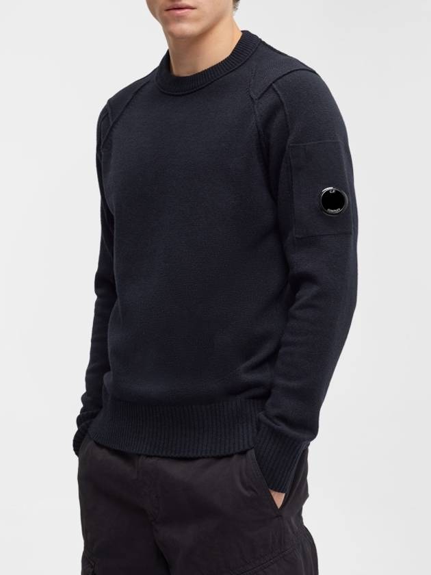 Lens Wappen Classic Crew Neck Wool Knit Top Black - CP COMPANY - BALAAN 8