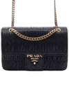 Goffre Leather Chain Shoulder Bag Black - PRADA - BALAAN 3