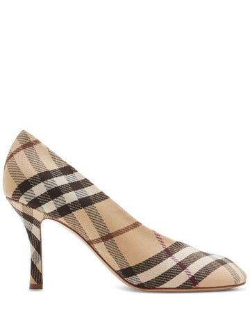 Check Baby High Pumps Beige - BURBERRY - BALAAN 1