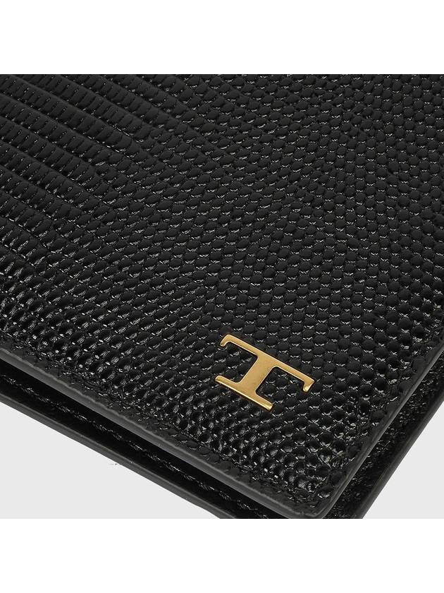 Men's T Plaque Embossed Logo Leather Half Wallet Black - TOD'S - BALAAN 7