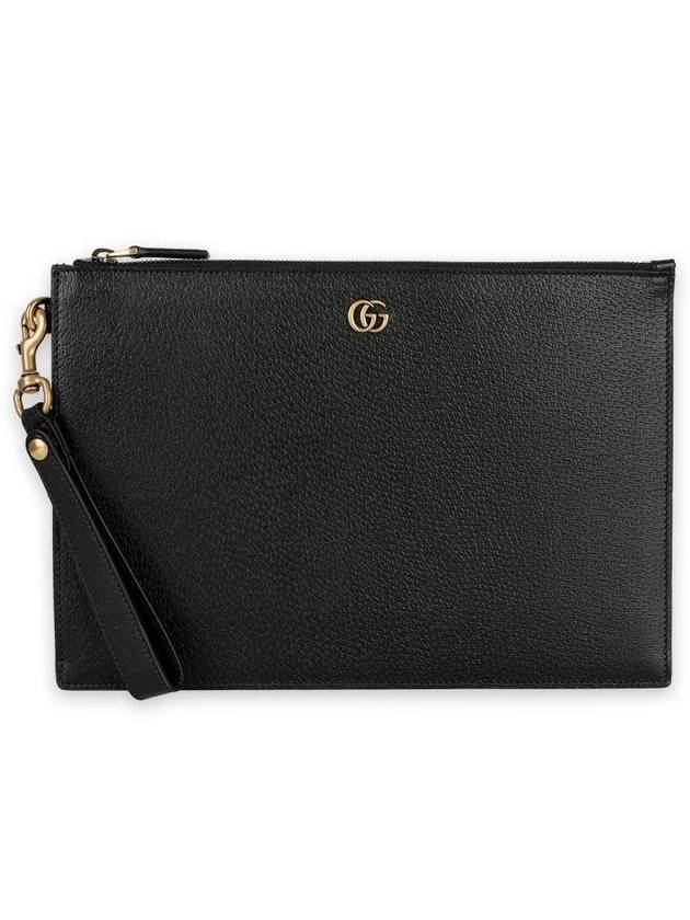 GG Marmont leather strap clutch bag black - GUCCI - BALAAN 2