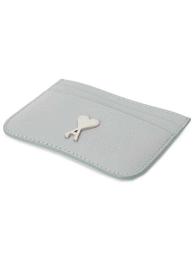 Heart Logo Plaque Leather Card Wallet Clay Blue - AMI - BALAAN 4