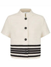 Mariniere Cotton Knit Short Sleeve Jacket Black White - DIOR - BALAAN 2