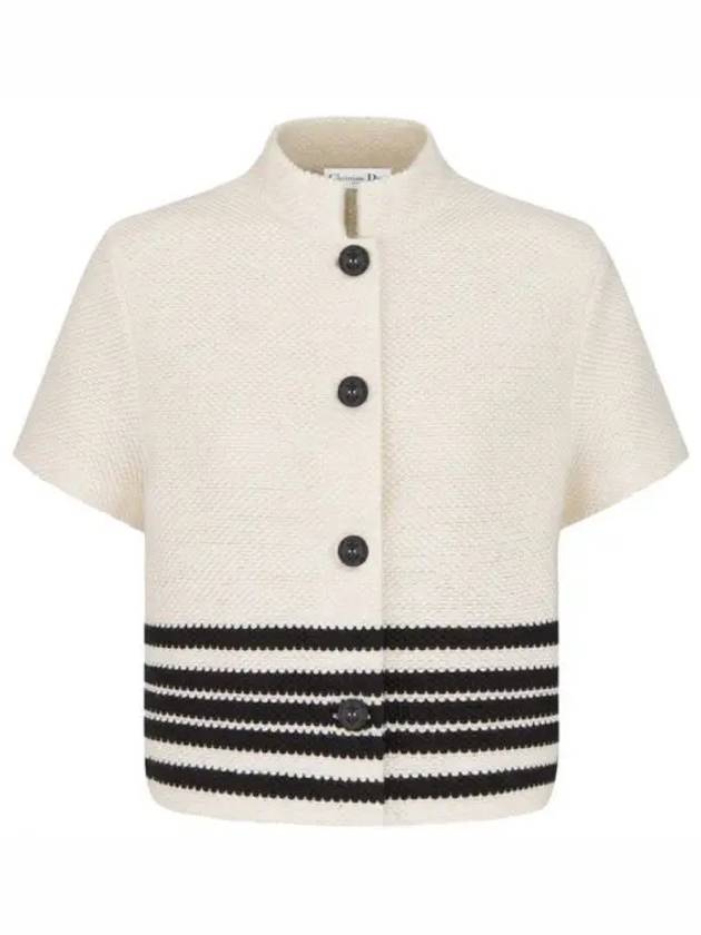 Mariniere Cotton Knit Short Sleeve Jacket Black White - DIOR - BALAAN 2