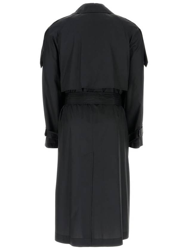 Silk Long Trench Coat Black - BURBERRY - BALAAN 3